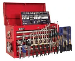 Sealey AP33059COMBO 5 Drawer Topchest With Ball Bearing Runners & 138 Piece Tool Kit (Red)