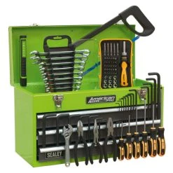 Sealey AP9243BBHVCOM 3 Drawer Portable Tool Chest With 93 Piece Tool Kit (Hi-Vis Green)