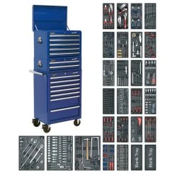 Sealey SPTCCOMBO1 14 Drawer Tool Chest Combination & 1179 Piece Tool Kit (Blue)