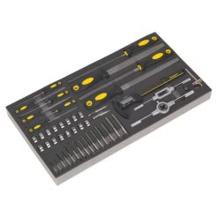 Siegen S01132 Tool Tray With Tap & Die, File & Calliper Set (48 Piece)