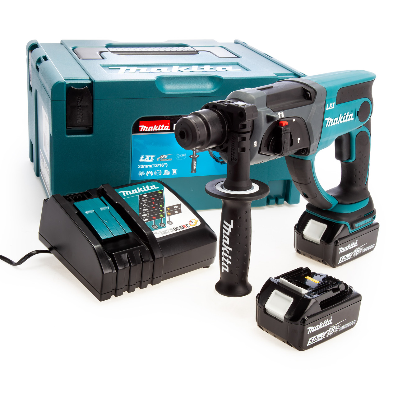Makita DHR202RTJ 18V LXT SDS Plus Rotary Hammer Drill (2 X 5.0Ah Batteries) In MakPac Case 1 Makita DHR202RTJ 18V LXT SDS Plus Rotary Hammer Drill (2 X 5.0Ah Batteries) In MakPac Case
