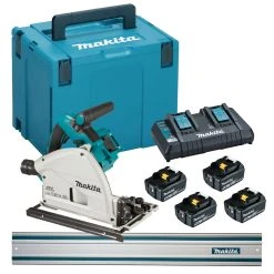 Makita DSP600 36V 165mm Plunge Saw & Guide Rail (4 X 5.0Ah Batteries) In MakPac
