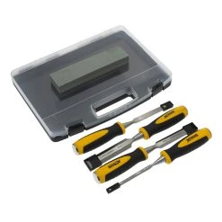 XTrade X0900044 Chisel Set With Sharpening Stone (4 Piece)