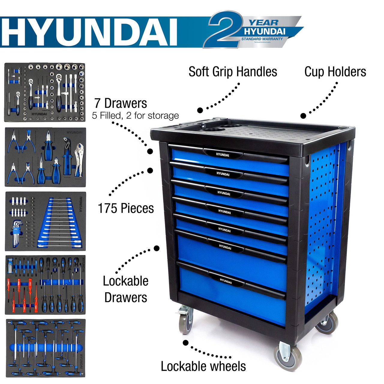 Hyundai HYTC9006 Castor Mounted Roller Tool Chest Cabinet 7 Drawer (175 Piece) Hyundai HYTC9006 Castor Mounted Roller Tool Chest Cabinet 7 Drawer (175 Piece) -Spear & Jackson shop file input 1662041474767 11141.1662041477